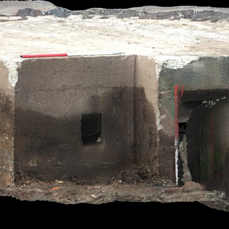 3D model of partial pillbox at Barrow waterfront, side view